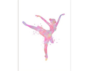 Ballerina Watercolor Art Print  - Ballerina Watercolor Poster - Gift for Daughter - Ballet Poster - Nursery Wall Decor - Dancer Poster