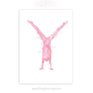 Gymnastics Pink Watercolour Art Print  - Gymnastics Watercolour Poster - Gift for Daughter - Ballet Poster Nursery Wall Decor Dancer Poster