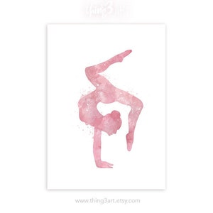 Gymnastics Blush Watercolour Art Print  - Gymnastics Watercolour Poster - Gift for Daughter - Ballet Poster Nursery Wall Decor Dancer Poster