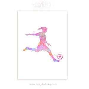Female Soccer Player Watercolour Art Print  - Soccer Watercolour Poster - Soccer Art- Gift for Daughter - Sports Room Wall Art