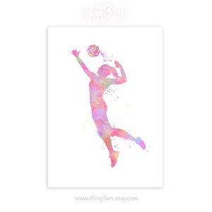 Female Volleyball Player Watercolour Art Print  - Volleyball Watercolour Poster - Volleyball Art- Gift for Daughter - Sports Room Wall Art