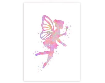 Fairy Watercolor Art Print: Whimsical Nursery Decor