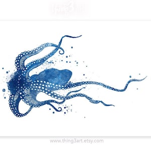 Octopus Watercolor Art Print - Octopus Watercolor Poster - Octopus Artwork - Octopus Wall Art - Gift for Octopus Lover