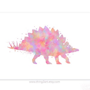 Stegosaurus Watercolor Art Print - Dinosaur Portrait - Girls Room Decor
