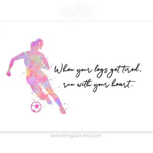 Soccer Watercolor Art Print: Inspirational Quote, Sports Room Decor