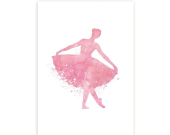 Ballerina Watercolor Art Print: Ballet Dancer Poster
