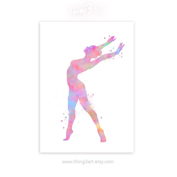 Gymnastics Watercolor Art Print  - Gymnastics Watercolor Poster - Gift for Daughter - Ballet Poster - Nursery Wall Decor - Dancer Poster