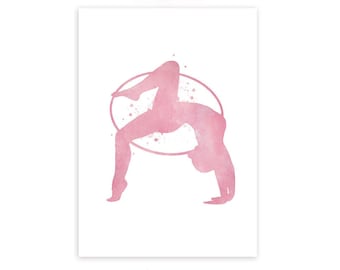Hoop Rhythmic Gymnastics Watercolor Art Print  - Gymnastics Watercolor Poster - Gift for Daughter - Ballet Poster  - Dancer Poster