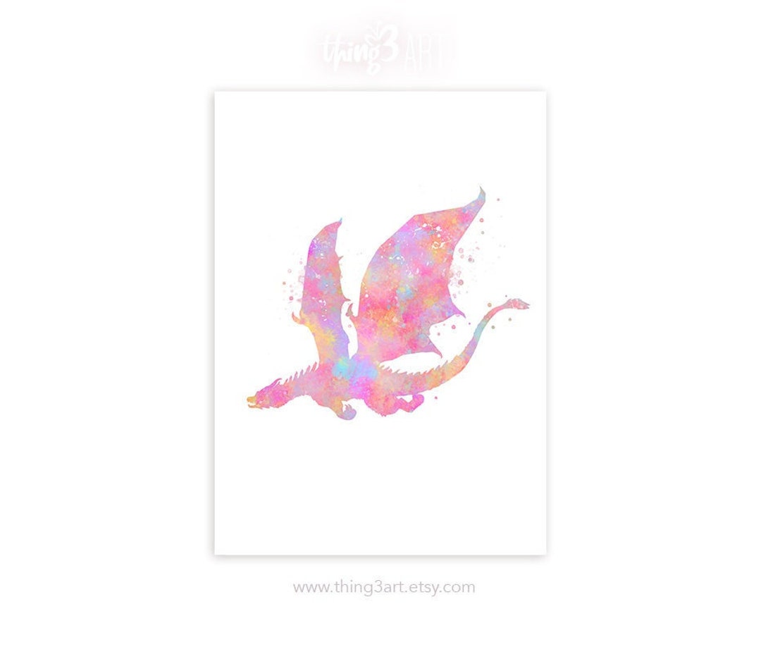 Pastel Rainbow Dragon Art Print: Watercolor Nursery Decor - Etsy