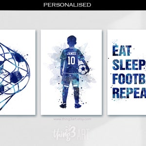 Fußball Poster für Jungen: 3er Set Aquarell Fußball, Fußball Poster