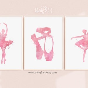 Ballerina Watercolour Art Print - Set of 3 - Ballet Poster - Ballerina Dance Wall Art - Ballerina Prints - Dancer Prints - Dancing Poster