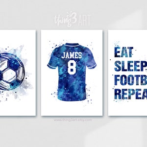 Fußball Poster für Jungen: 3er Set Aquarell Fußball, Fußball Poster