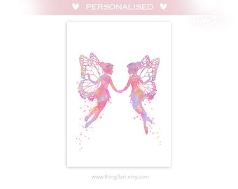 Fairy Watercolour Art Print  - Pink Fairy Art - Fairy Watercolour Poster - Gift for Daughter -Girls Room Decor -Nursery Wall Decor Fairy Art