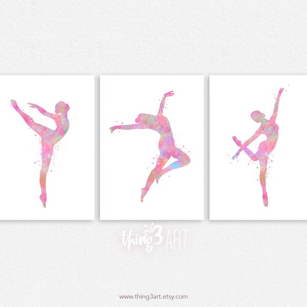 Lyrical Dance Watercolour Art - Set of 3 Prints  - Lyrical Dance Watercolour Poster - Lyrical Dance Art - Dance Studio Decor - Lyrical Dance