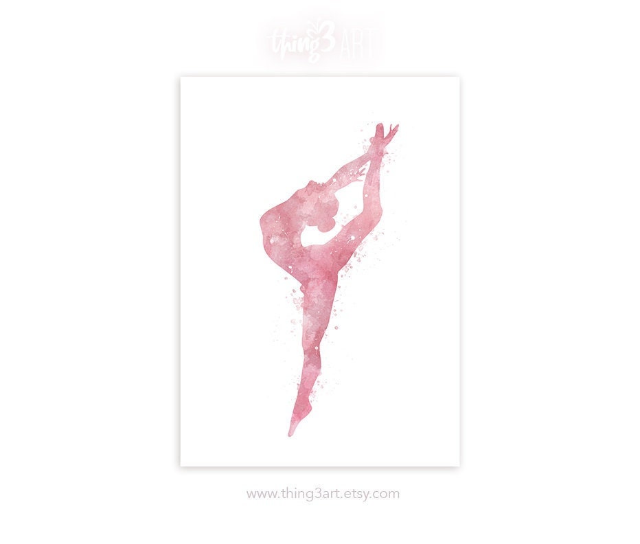 Gymnastics Blush Watercolour Art Print  - Gymnastics Watercolour Poster - Gift for Daughter - Ballet Poster Nursery Wall Decor Dancer Poster