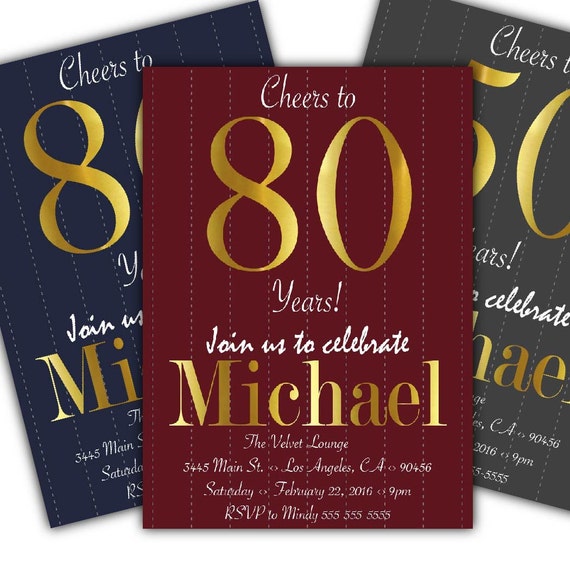 manly birthday party invitation 80th birthday party invite printable pinstripe birthday party invitation 65th birthday party invitation i3 invitations 80th birthday celebration