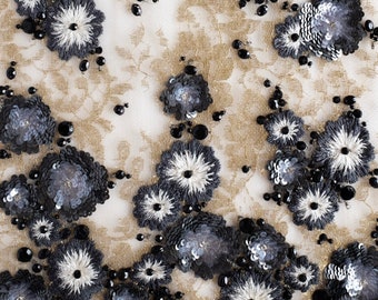 Couture French Lace | Beading in the ever stylish Black & Gold