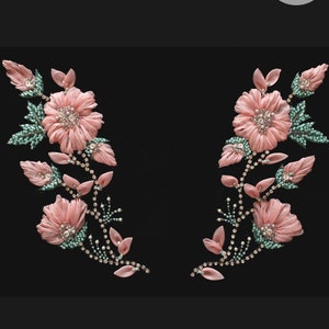 Haute Couture Motif | Blush pink flowers, green leaves and a rhinestone stem