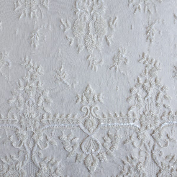 Hand Embroidered French Lace in Ivory tones