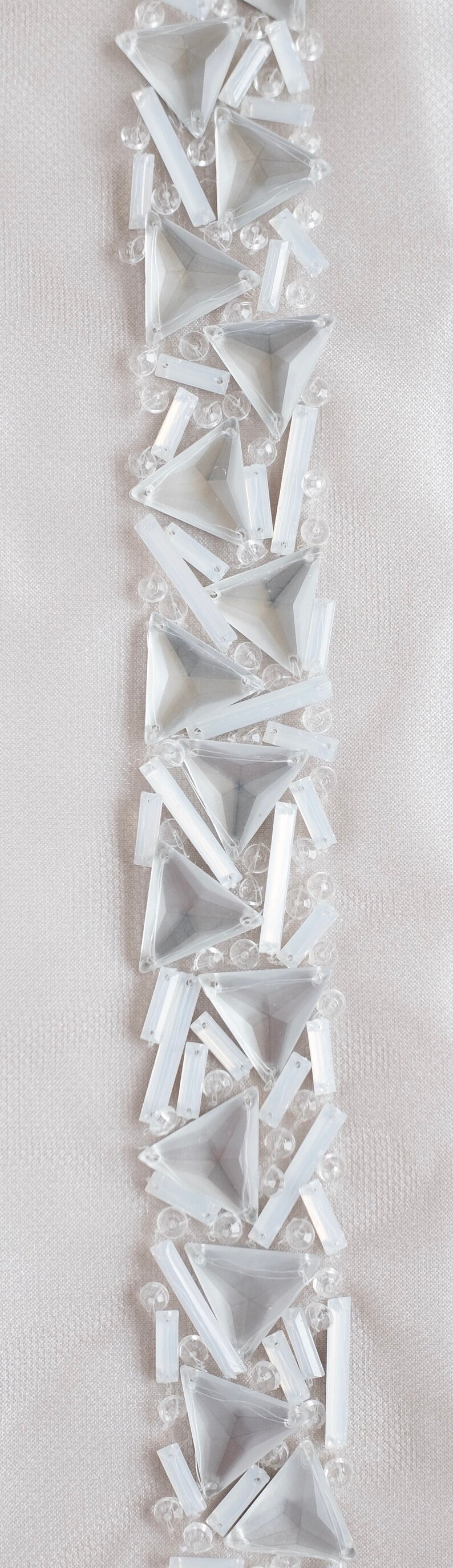 Couture Trim | Hand-made trim with moonlight stones arranged in Couture Trim | Hand-made trim with moonlight stones arranged in