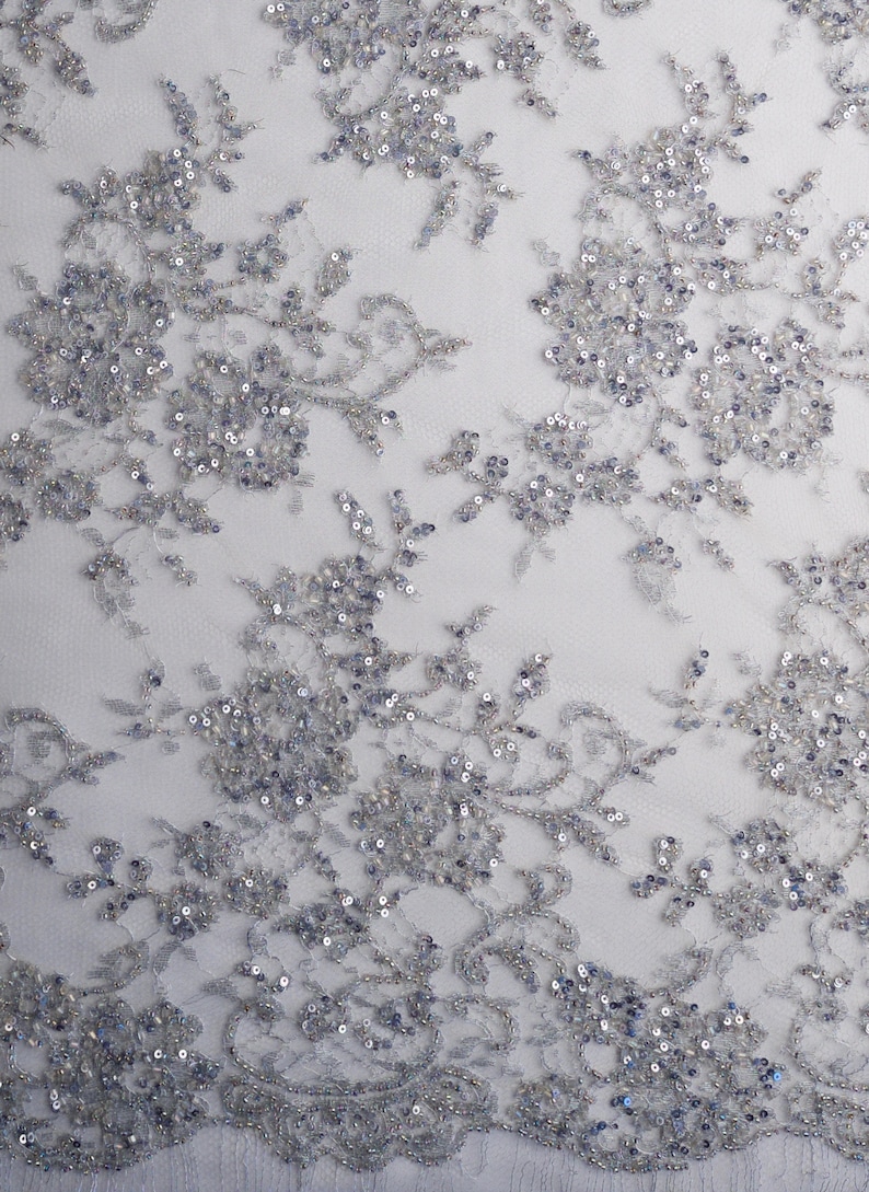 Fancy Lace - 52-inches Wide Metallic Sequined Embroidered Light Blue main image 1