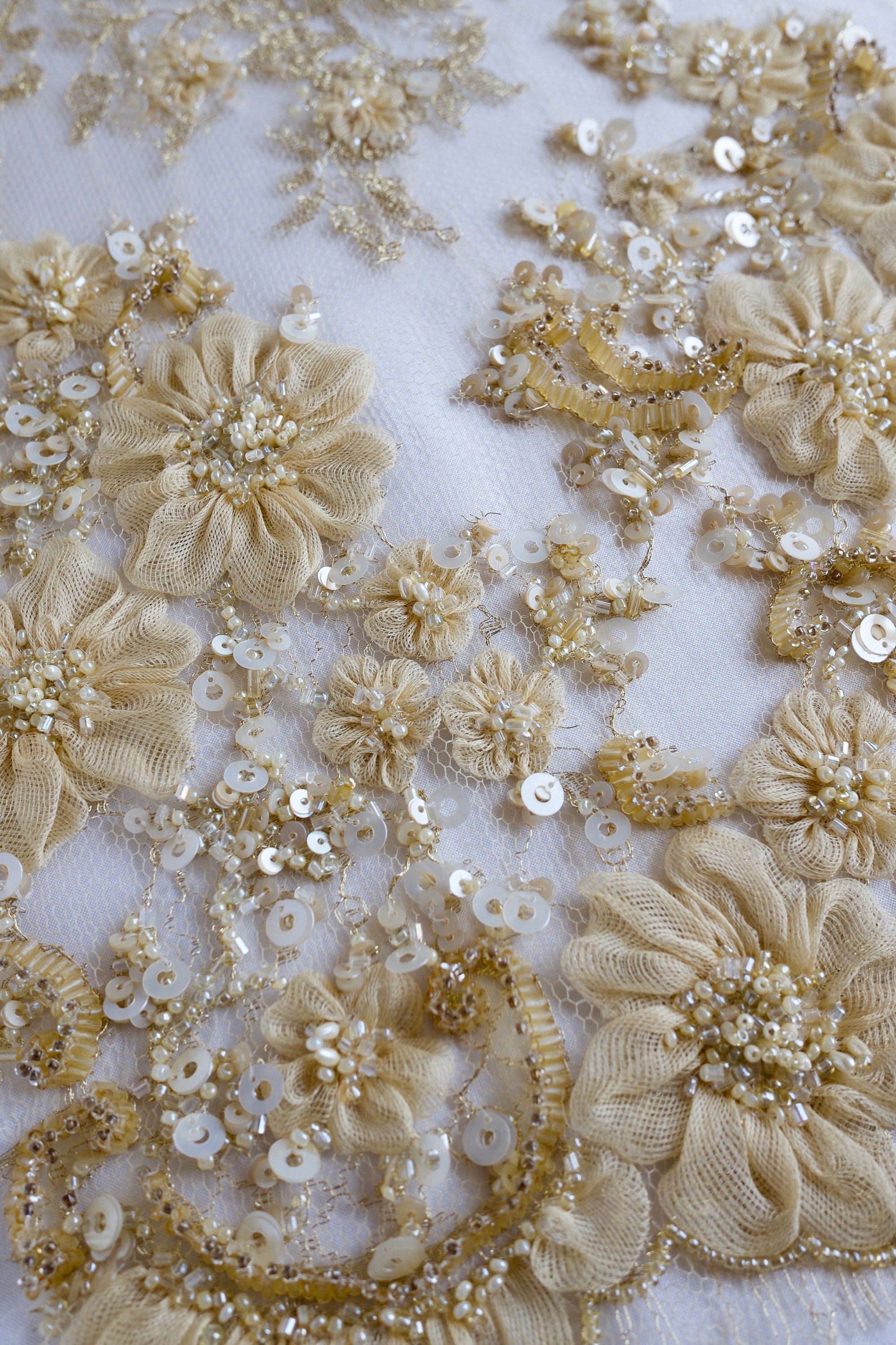 Gold French Lace With Silk Organza Applique - Etsy