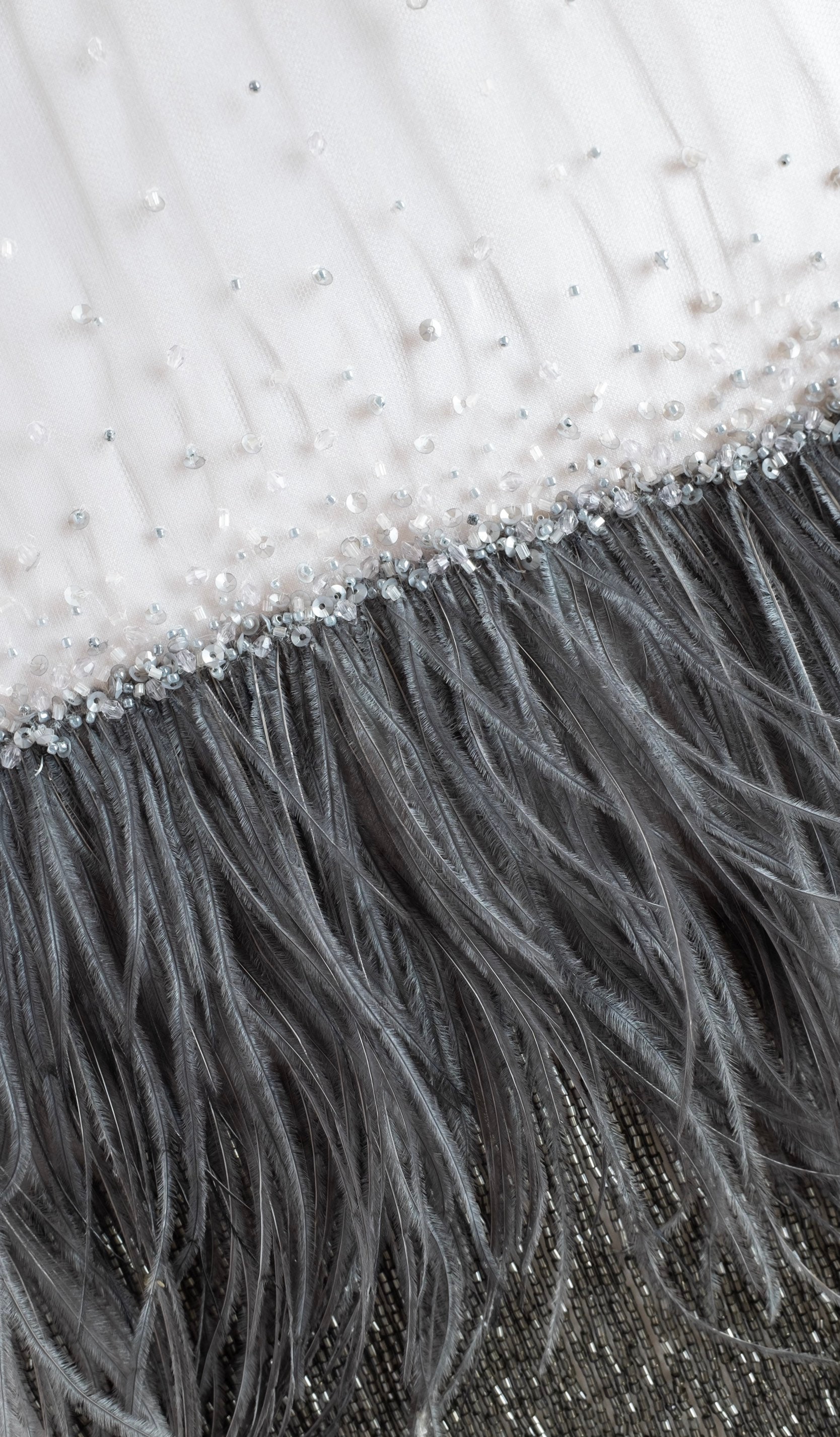 Haute Couture Fabric Tulle With Ostrich Feathers and Beaded - Etsy