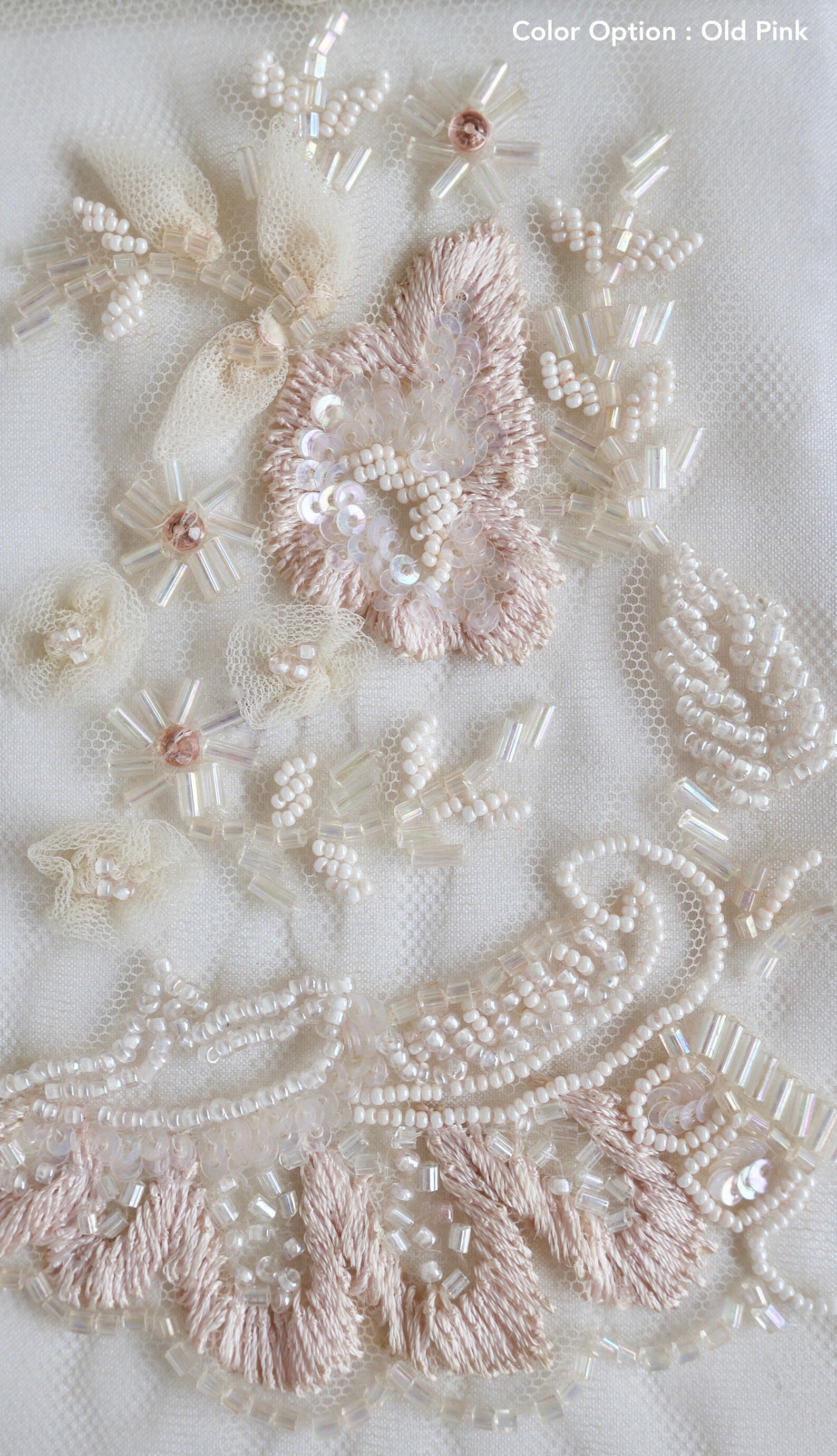 Handbeaded Trim in French Lace Style With Tulle Applique and Etsy