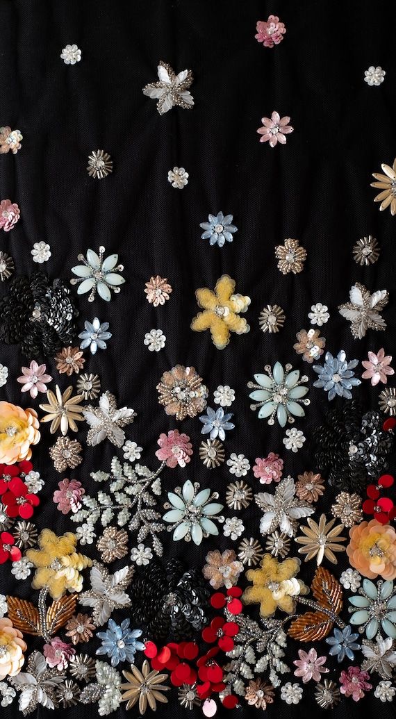 Perlen Couture Tüll Prismatische Florale Stickerei auf - Etsy Österreich