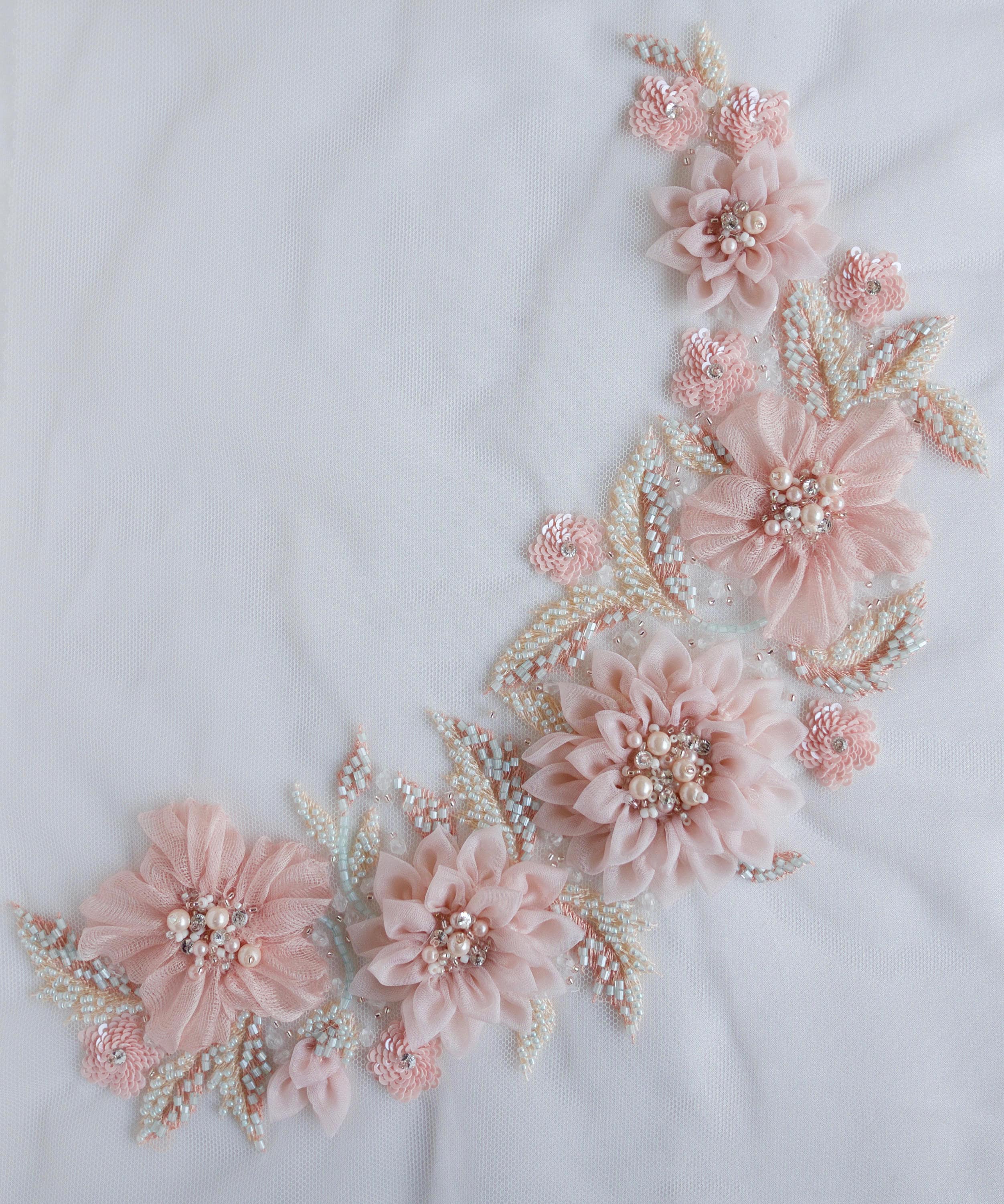 Applique Fiore Ricamato Viola - Toppa Tessuto 58x33 Cm, Per Cucire Su Vestiti, Borse, Decorazioni - Foto 14