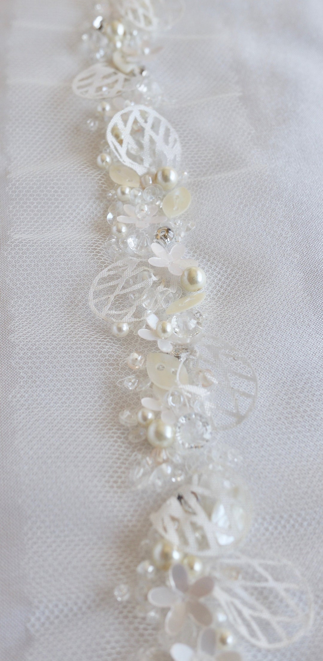 Beaded Trim With Lattice Sequins Crystals and Pearls - Etsy