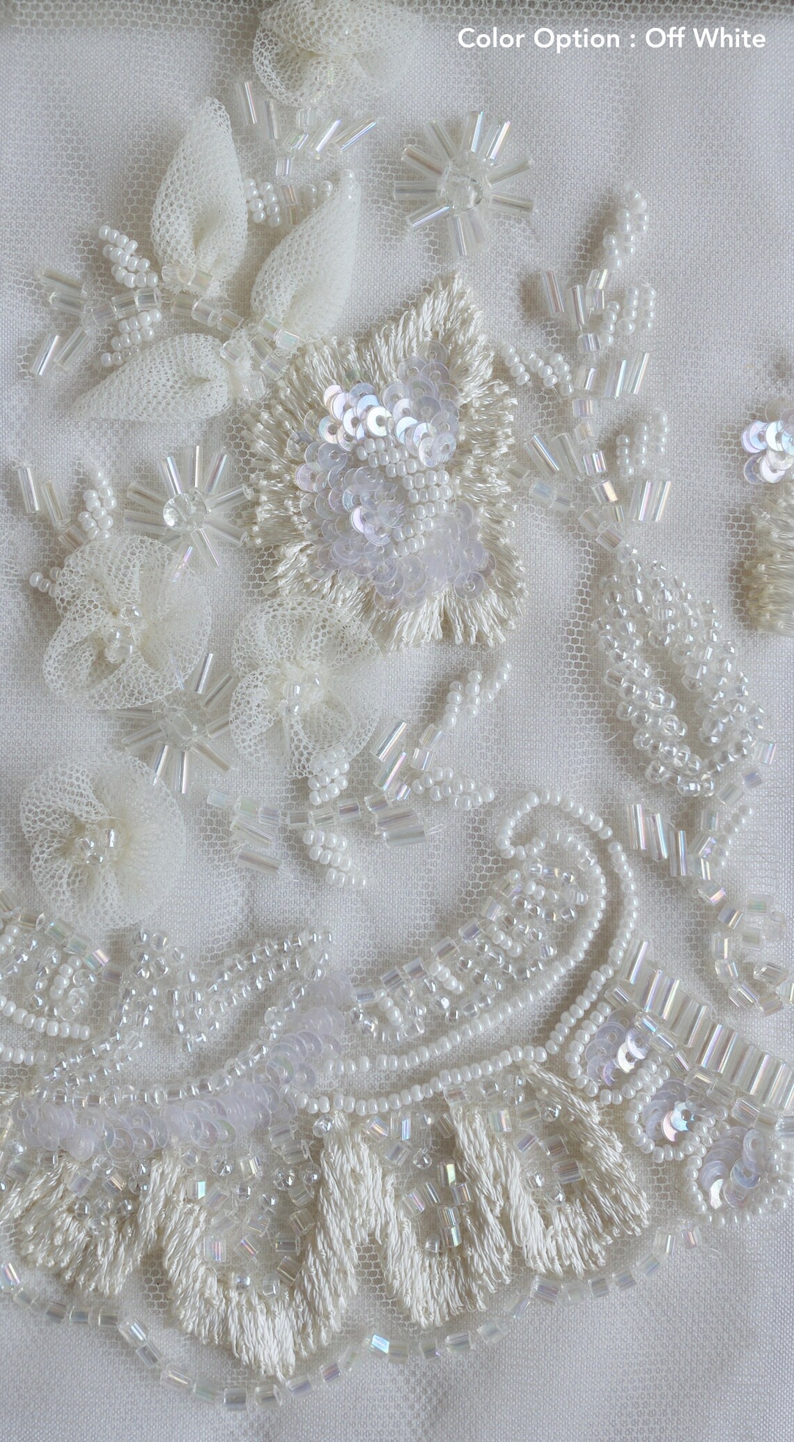 Handbeaded trim in French lace style with tulle applique and Etsy