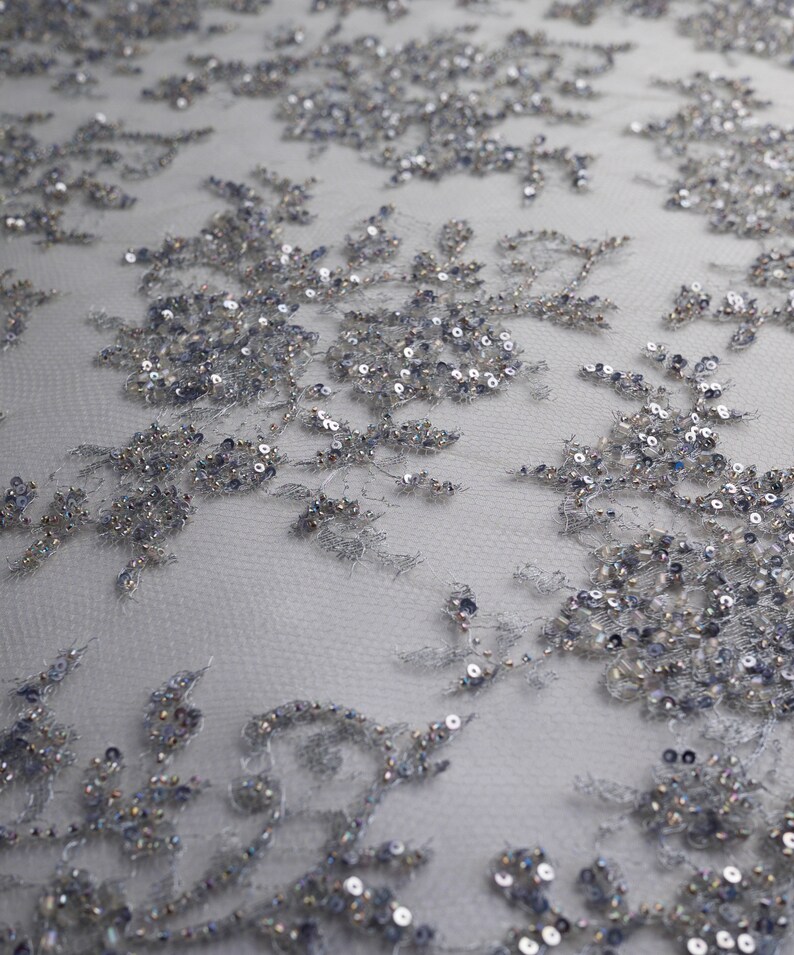 French Lace Delicately Hand-embroidered in Iridescent Silver Tones - Etsy