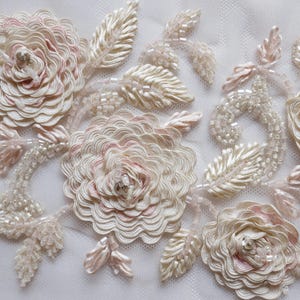 Trim with hand-made crinkled ribbon flowers and satin ribbon leaves image 2