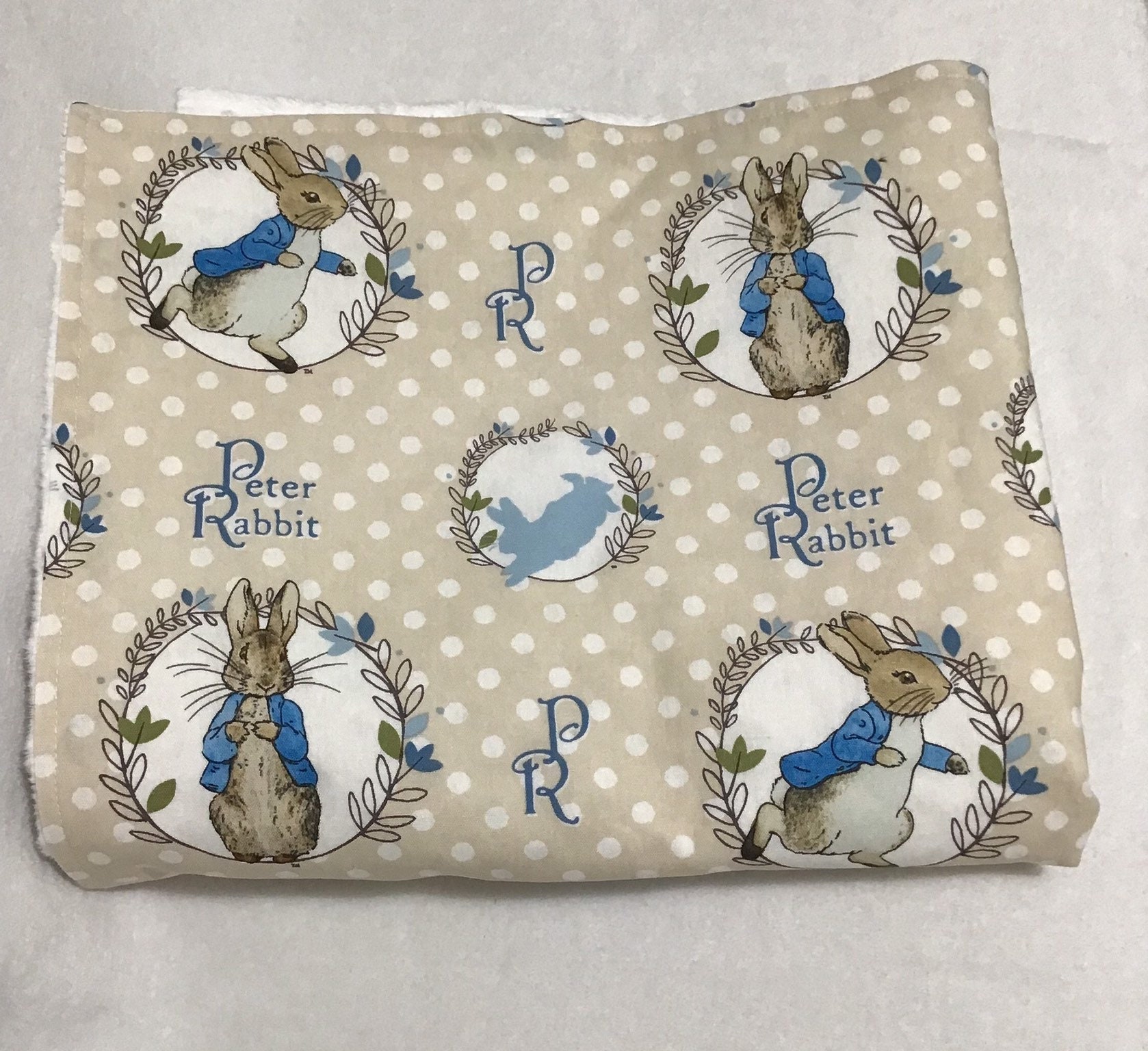 Peter Rabbit Baby Blanket with white minky dot backing Baby Etsy