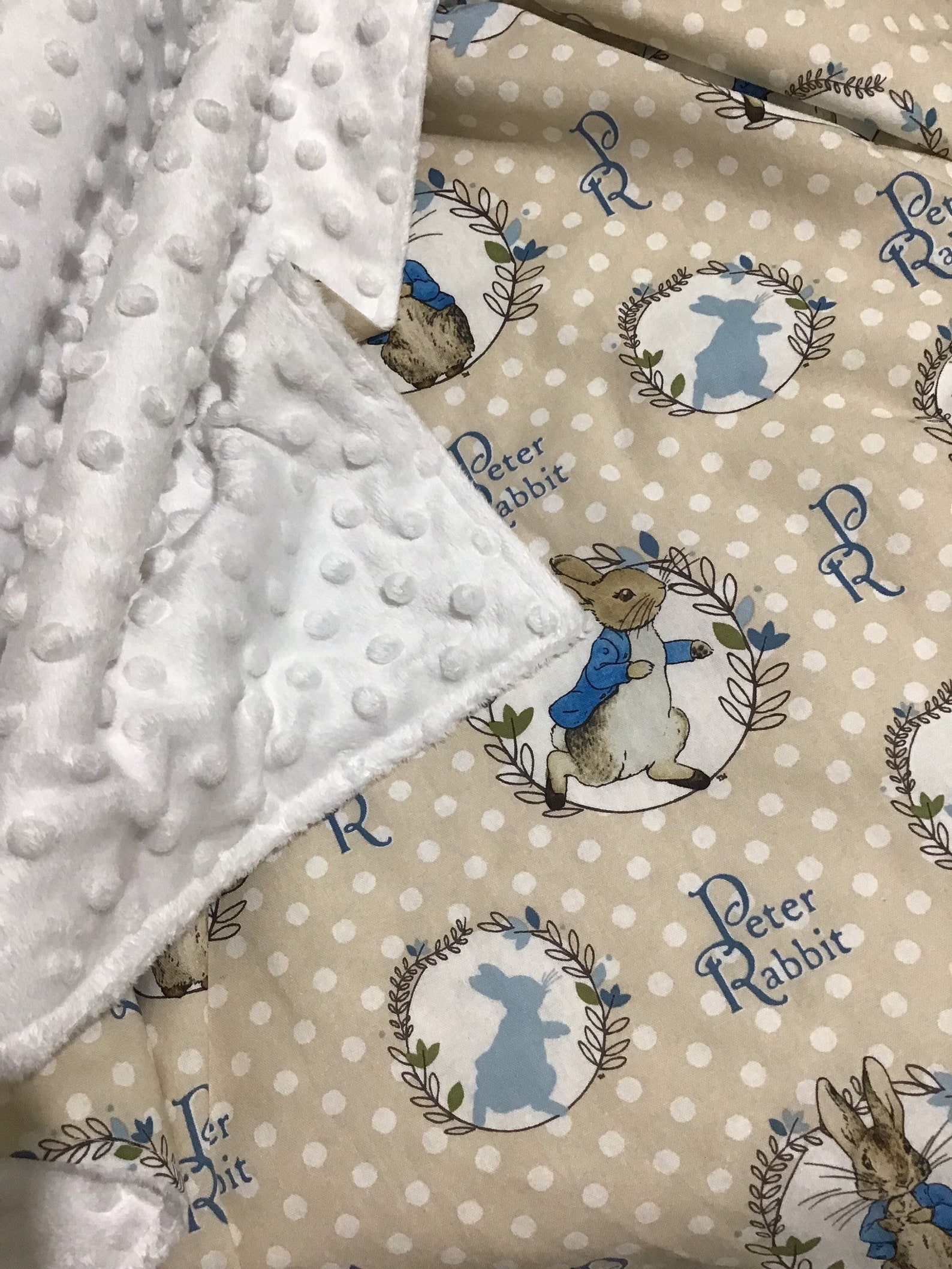 Peter Rabbit Baby Blanket With White Minky Dot Backing Baby Etsy UK