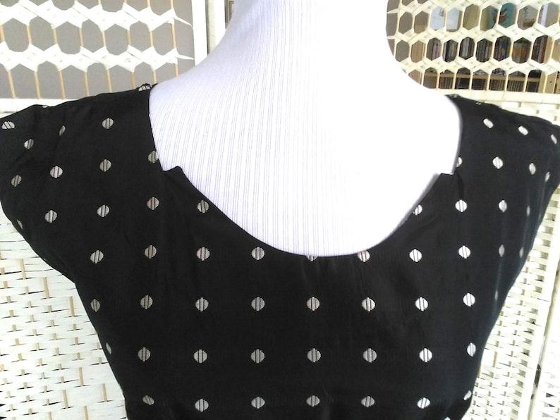 1950/'s Helen All Air St Louis Mo Vintage Black and Silver Jacquard Taffeta Dress