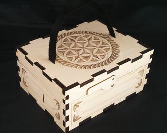 Lacemaker's box with bobbin rack