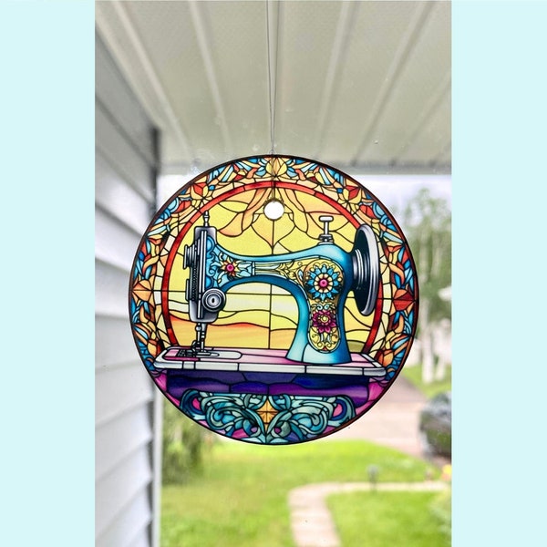 Sewing Machine Sun Catcher / Ornament - 3" Glass