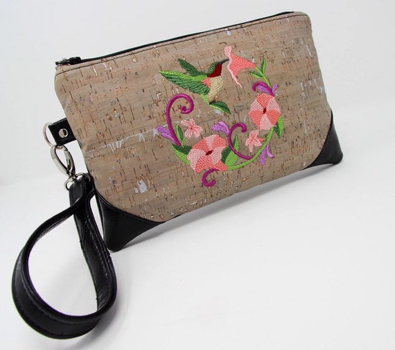 Coin Purse Hummingbirds Embroidery Wallet Buckle Clutch Handbag For Women Gift