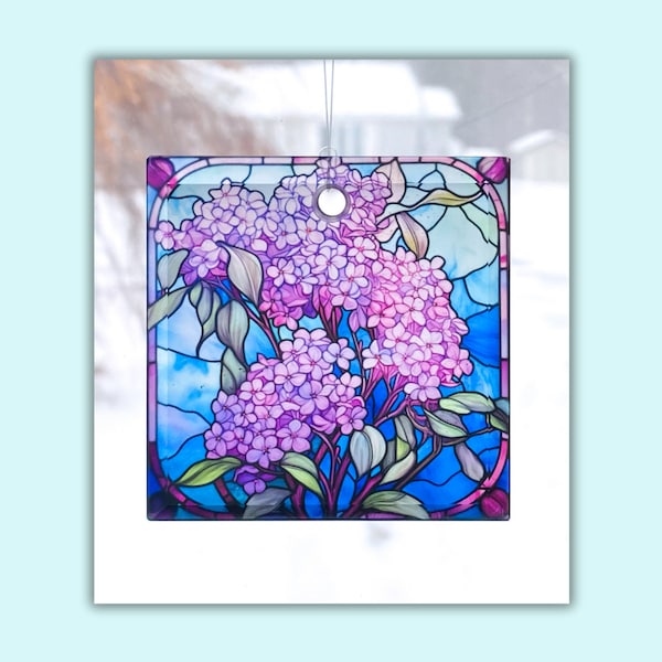 Lilac Sun Catcher / Ornament - 3 Inch Square Glass