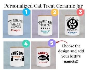 Personalisierte Katze Leckerli Glas - 11 Unzen, Keramik Glas permanent Design