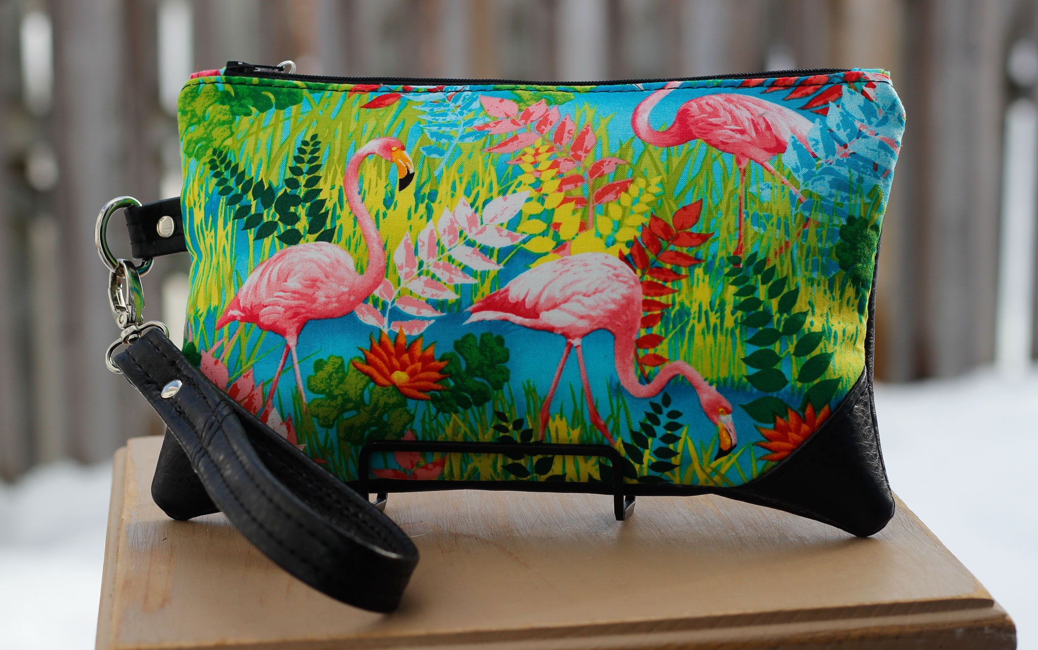 Flamingo Clutch Wristlet Summer Purse Vacation Bag Travel Etsy
