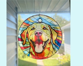 Yellow Golden Lab Sun Catcher / Ornament - 3 "Rundglas