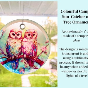 Boho Eule Sun Catcher / Baumschmuck - 3 &#39;&#39; rundes Glas