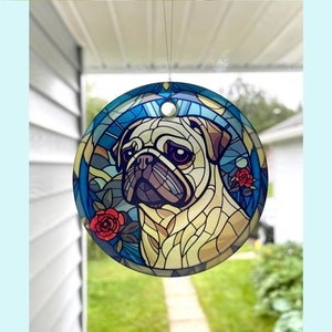 Pug Sun Catcher / Ornament - 3&quot; Round Glass