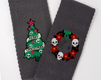 Christmas Skull Kitchen Towels - Set of 2 towels