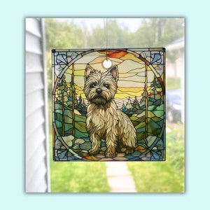 Cairn Terrier hond zonnevanger / ornament - 3&quot; vierkant glas
