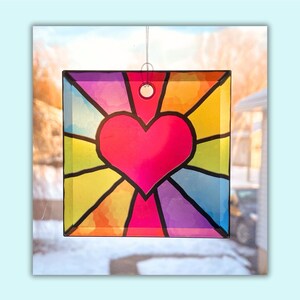 Heart Sun Catcher / Ornament - 3 Inch Square Glass
