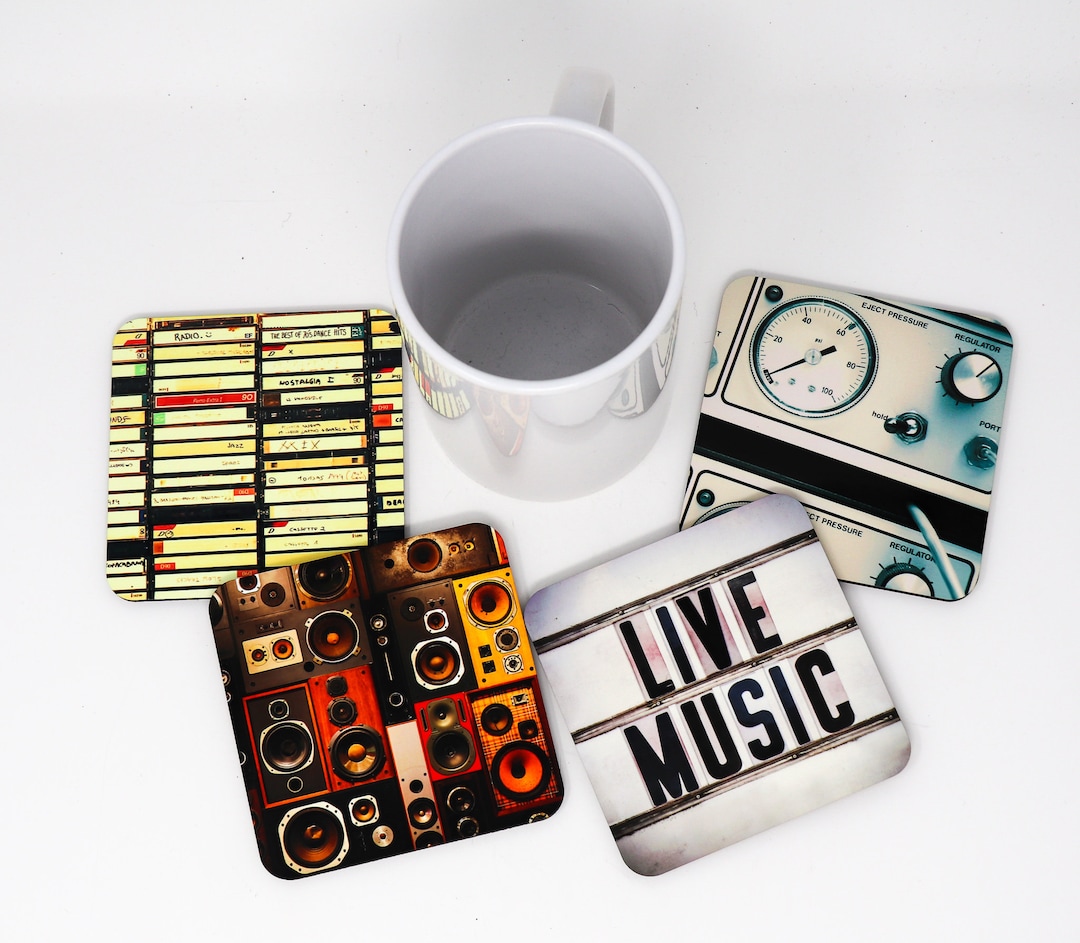 Retro Music Lover Drink Coasters - Set of 4 Different Coasters - Etsy